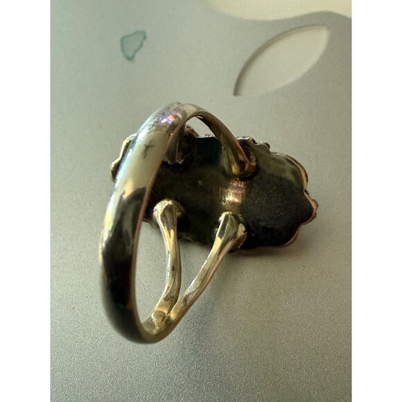 Double Turquoise Stone 925 Sterling Silver Ring Size 7 - Picture 6 of 7